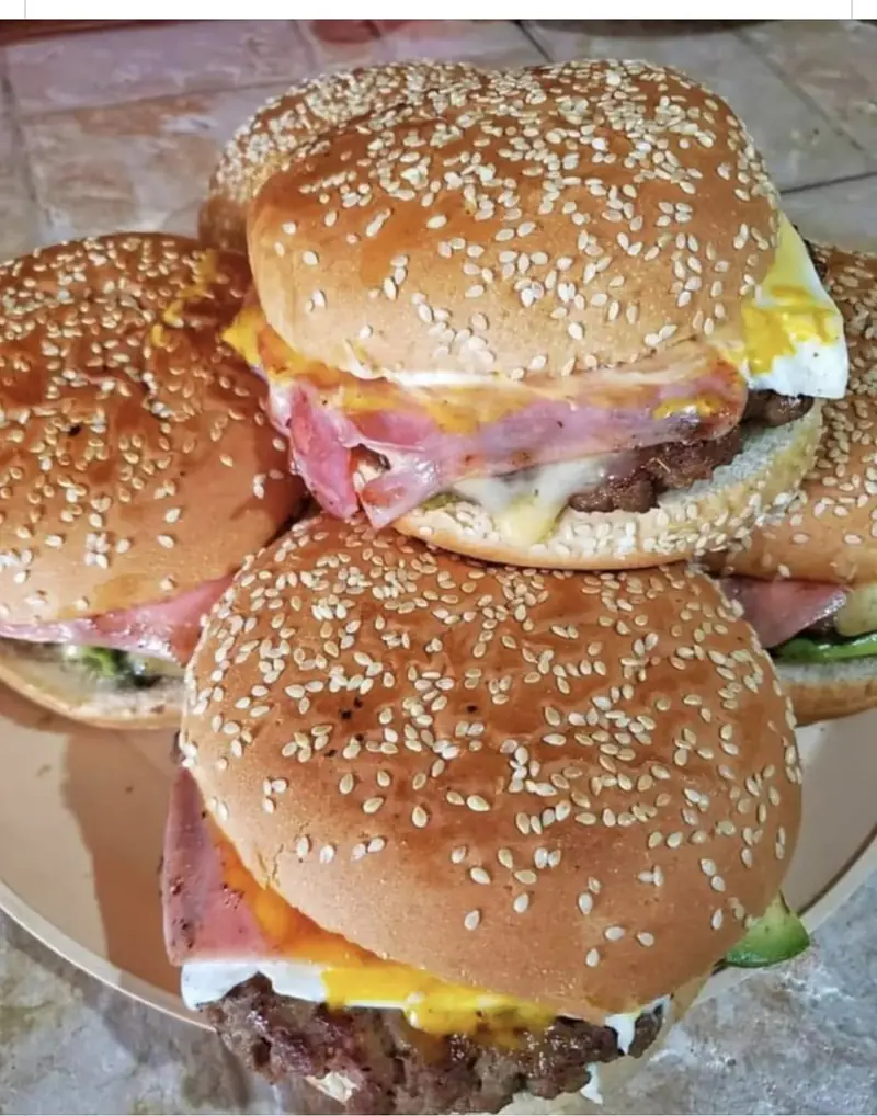 Hamburgers on sesame seed buns