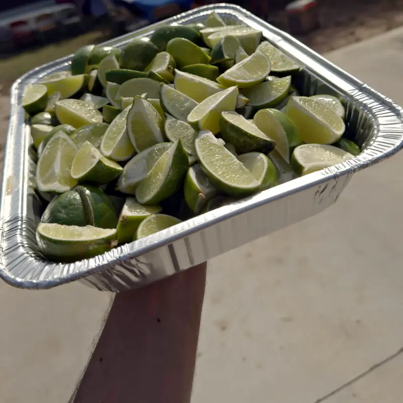 Tray of cut limes