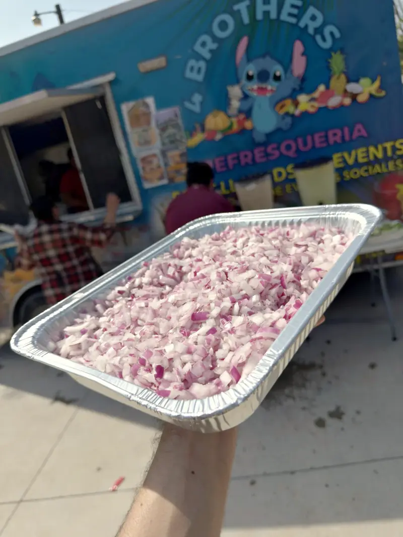 Tray of diced onion