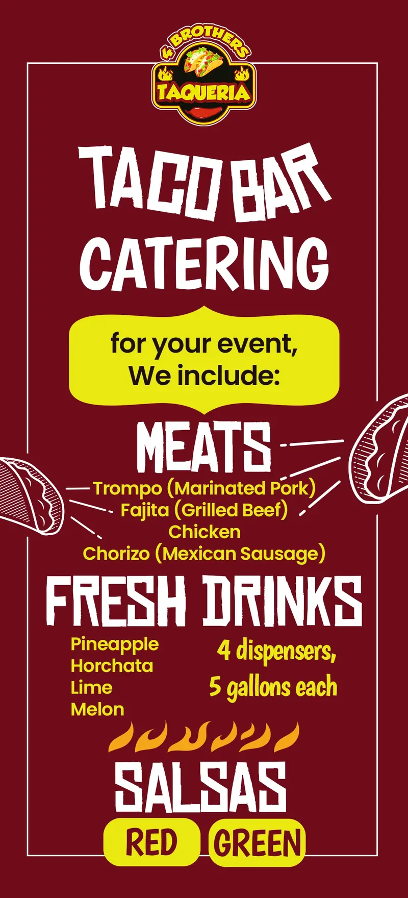 Taqueria 4 Brothers catering menu page 1