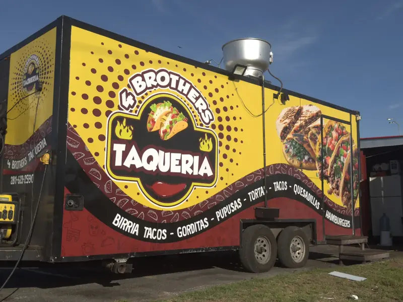 Taqueria 4 Brothers yellow and red food truck